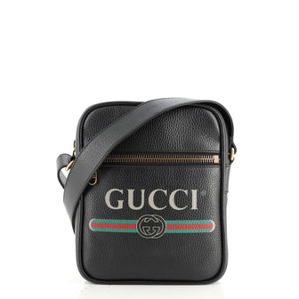 Gucci Logo Zip Messenger Bag Printed Leather Small