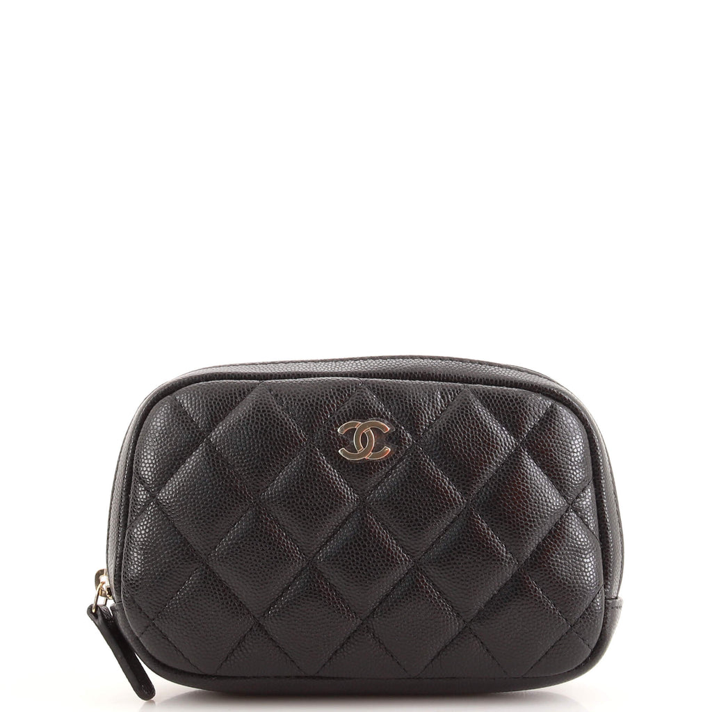 Chanel Curvy Cosmetic Pouch Quilted Caviar Small Black 1714211