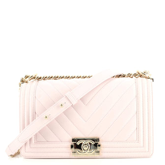 Chanel Boy Flap Bag Chevron Lambskin Old Medium