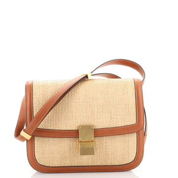 Celine Box Bag Woven Raffia with Leather Medium