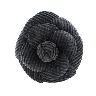 Chanel Camellia Brooch Earrings Corduroy