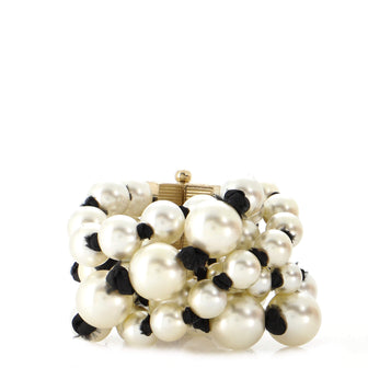 Chanel Multistrand Bracelet Faux Pearls and Ribbon with Metal
