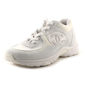 Chanel Women's CC Low-Top Sneakers Leather and Fabric with Suede