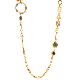 Chanel CC Logo Letter No. 5 Long Necklace Metal with Gripoix and Faux Pearls
