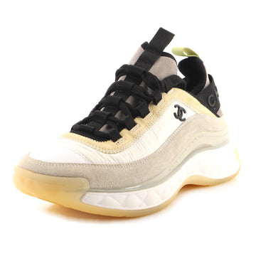Chanel Women's CC Cap Toe Logo Sneakers Leather and Mixed Fibers