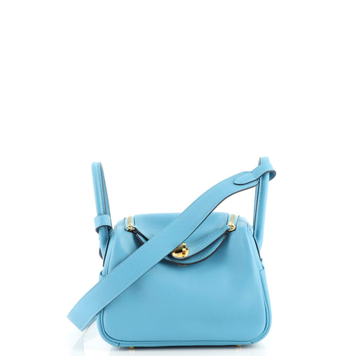 Hermès Mini Lindy Bleu du Nord Gold