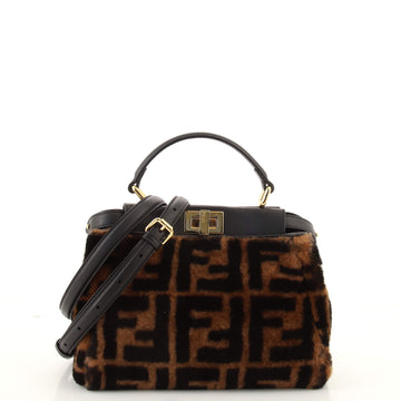 Fendi Peekaboo Bag Zucca Shearling Mini