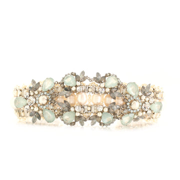 Chanel Floral Baguette Choker Necklace Metal with Faux Pearls, Crystals and Resin