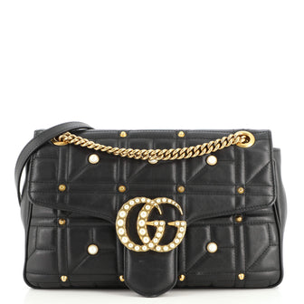 Gucci GG Marmont Flap Bag Studded Matelasse Leather Medium