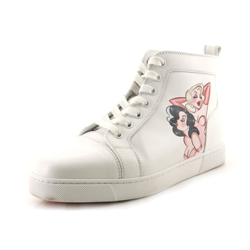 Christian Louboutin Men's Loupin Up Donna High-Top Sneakers Printed Leather