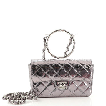Chanel Ring Handle CC Flap Bag Quilted Metallic Calfskin Mini