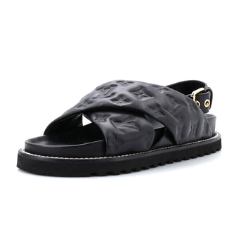 Louis Vuitton Women's Paseo Flat Comfort Sandal Monogram Embossed Lambskin