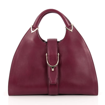 Gucci Stirrup Top Handle Bag Leather Large purple