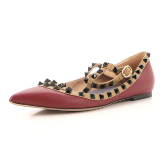 Valentino Garavani Women's Rockstud Caged Ballerina Flats Leather