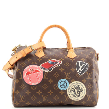 Louis Vuitton Speedy Bandouliere Bag Limited Edition World Tour Monogram Canvas 30