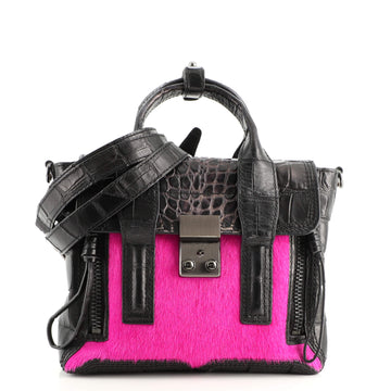 3.1 Phillip Lim Pashli Satchel Crocodile Embossed Leather and Calf Hair Mini