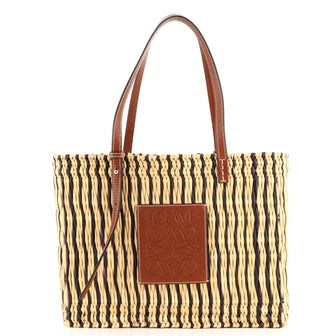 Loewe Paula's Ibiza Square Basket Tote Woven Reed with Leather Small