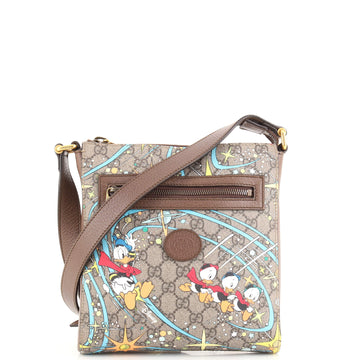 Gucci Disney Donald Duck Front Pocket Messenger Bag Printed GG Coated Canvas