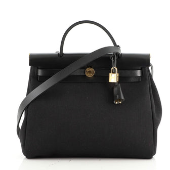 Hermes Herbag Zip Leather and Toile 31