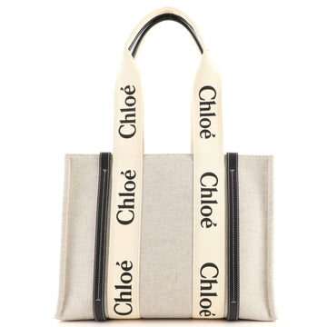 Chloe Woody Tote Canvas with Leather Medium