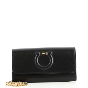 Salvatore Ferragamo Gancini Wallet on Chain Leather