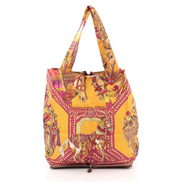 Hermes Silky Pop Tote Printed Silk Brown