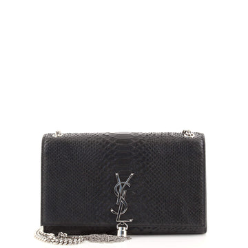 Saint Laurent Classic Monogram Tassel Crossbody Bag Python Embossed Leather Medium