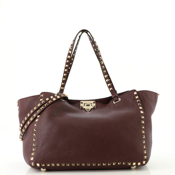 Valentino Rockstud Tote Pebbled Leather Medium