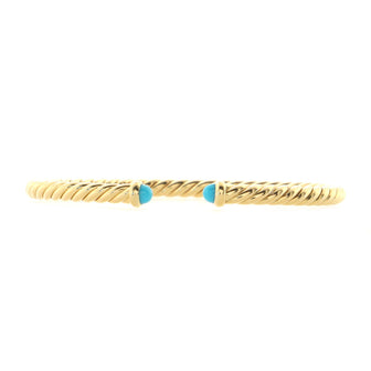 David Yurman Cable Spira Bracelet 18K Yellow Gold with Turquoise 4mm