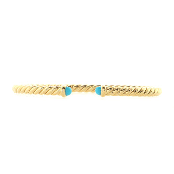 David Yurman Cable Spira Bracelet 18K Yellow Gold with Turquoise 4mm