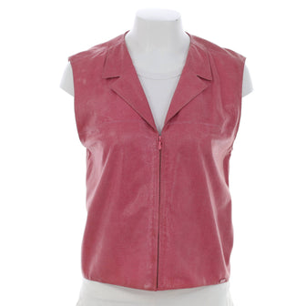 Chanel Women's Vintage Pointed Collar Zip Up Vest Goatskin