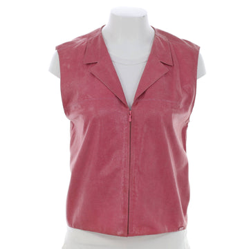 Chanel Women's Vintage Pointed Collar Zip Up Vest Goatskin