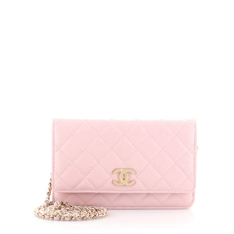 Chanel Textured CC Wallet on Chain Quilted Caviar