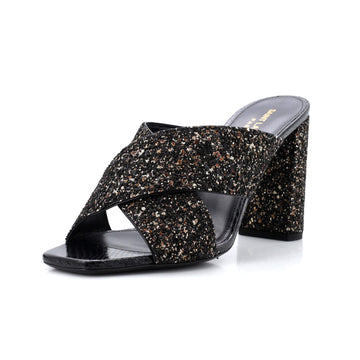 Saint Laurent Women's Loulou Mule Sandals Glitter