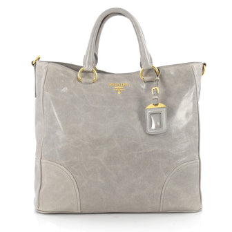 Prada Convertible Tote Vitello Shine Large gray