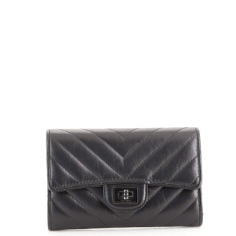Chanel So Black Reissue Flap Wallet Chevron Aged Calfskin Small