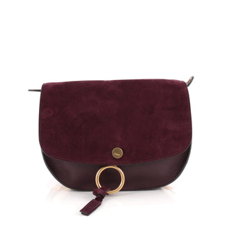 Chloe Kurtis Shoulder Bag Leather and Suede Medium Purple