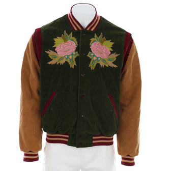 Gucci Men's Varsity Jacket Embroidered Corduroy