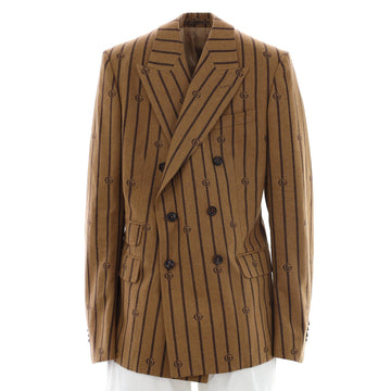 Gucci Men's Striped Double Breasted Blazer GG Wool