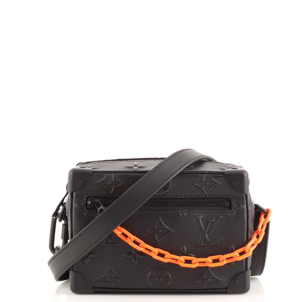 Louis Vuitton Soft Trunk Bag Monogram Seal Leather Mini Black 1717471