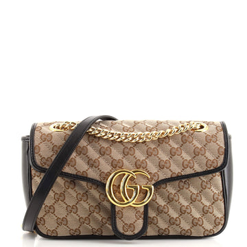 Gucci GG Marmont Flap Bag Diagonal Quilted GG Canvas Small
