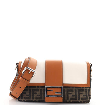 Fendi Baguette Convertible Belt Bag Zucca Canvas with Canvas and Leather Medium