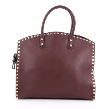 Valentino Rockstud Convertible Dome Tote Leather Purple