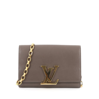 Louis Vuitton Chain Louise Clutch Leather GM Gray
