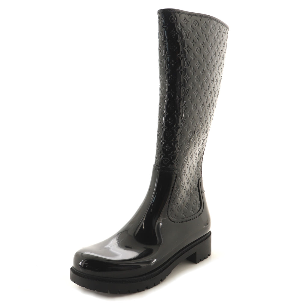 Louis Vuitton Women's Rain Boots Monogram Rubber Black 1717781