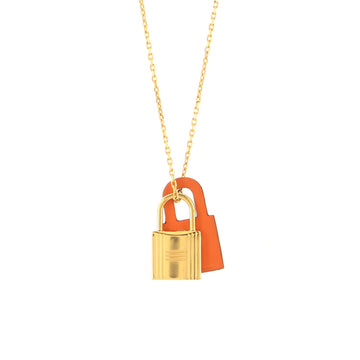 Hermes O'Kelly Pendant Necklace Metal and Leather Small
