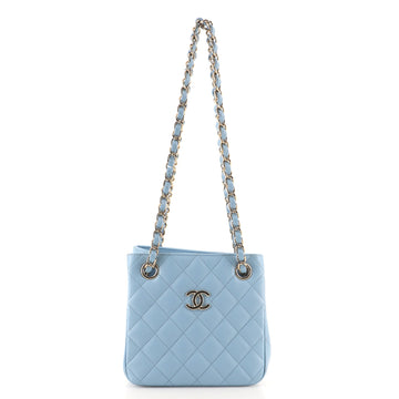 Chanel CC Square Bucket Tote Quilted Caviar Mini