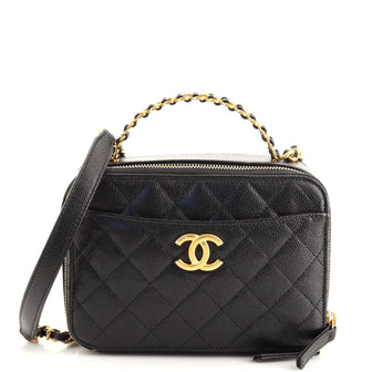 Chanel Pick Me Up Logo Handle Vanity Case Quilted Caviar Small
