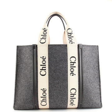Chloe Woody Tote Recycled Felt with Leather and Canvas Large