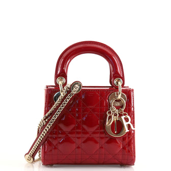 Christian Dior Lady Dior Chain Bag Cannage Quilt Patent Mini